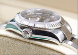 Rolex - Pre-owned Stainless Steel Lady-Datejust 28mm Dark Grey Roman Dial Oyster Bracelet 279174