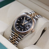 Rolex - Pre-owned Two Tone Rose Gold Datejust 36 Black Dial Jubilee Bracelet 116231