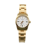 Rolex - Unworn Yellow Gold Oyster Perpetual 34 White Lacquer Stone Dial 124208