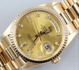 Rolex - Pre-owned Yellow Gold Day-Date 36 Double Quick Set Champagne Diamond Dial 18238