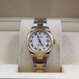 Rolex - Unworn Two Tone Yellow Gold Datejust 31  White Roman Dial Two-Tone Yellow Gold Oyster Bracelet 278243