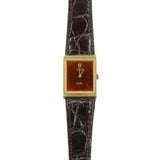 Rolex - Pre-owned Yellow Gold Cellini Orange Dial Black Leather Strap 4014