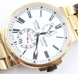 Ulysse Nardin - Pre-owned Yellow Gold Marine Chronometer Manufacture 45mm White Dial 1186-122