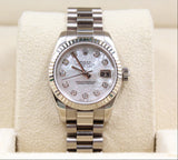 Rolex - White Gold Lady-Datejust Mother of Pearl Diamond Dial Presidential Bracelet 179179NG
