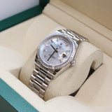 Rolex - Unworn Day-Date 36 Platinum Mother of Pearl Diamond Dial 128396TBR