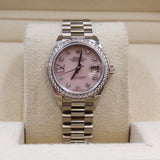 Rolex - Unworn White Gold Lady-Datejust 28mm Pink Opal Diamond Star Dial Diamond Bezel 279139RBR
