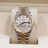 Rolex - Unworn Two Tone Yellow Gold Datejust 36 Mother of Pearl Diamond Dial 126233