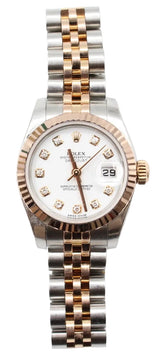 Rolex - Pre-owned Two Tone Rose Gold Datejust 26mm White Diamond Dial Jubilee 179171