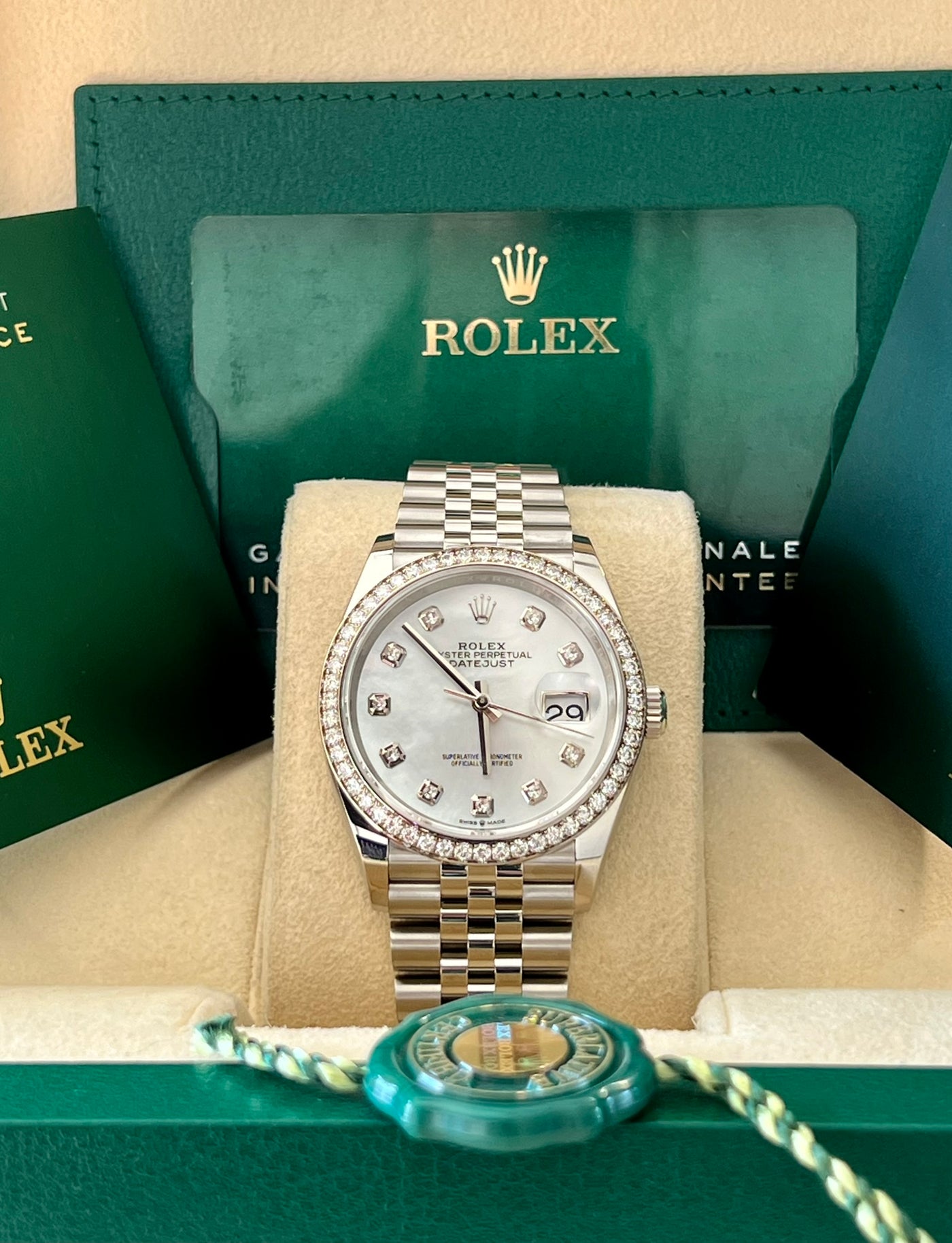 Rolex Unworn Datejust 36mm Mother of Pearl (MOP) Diamond Dial