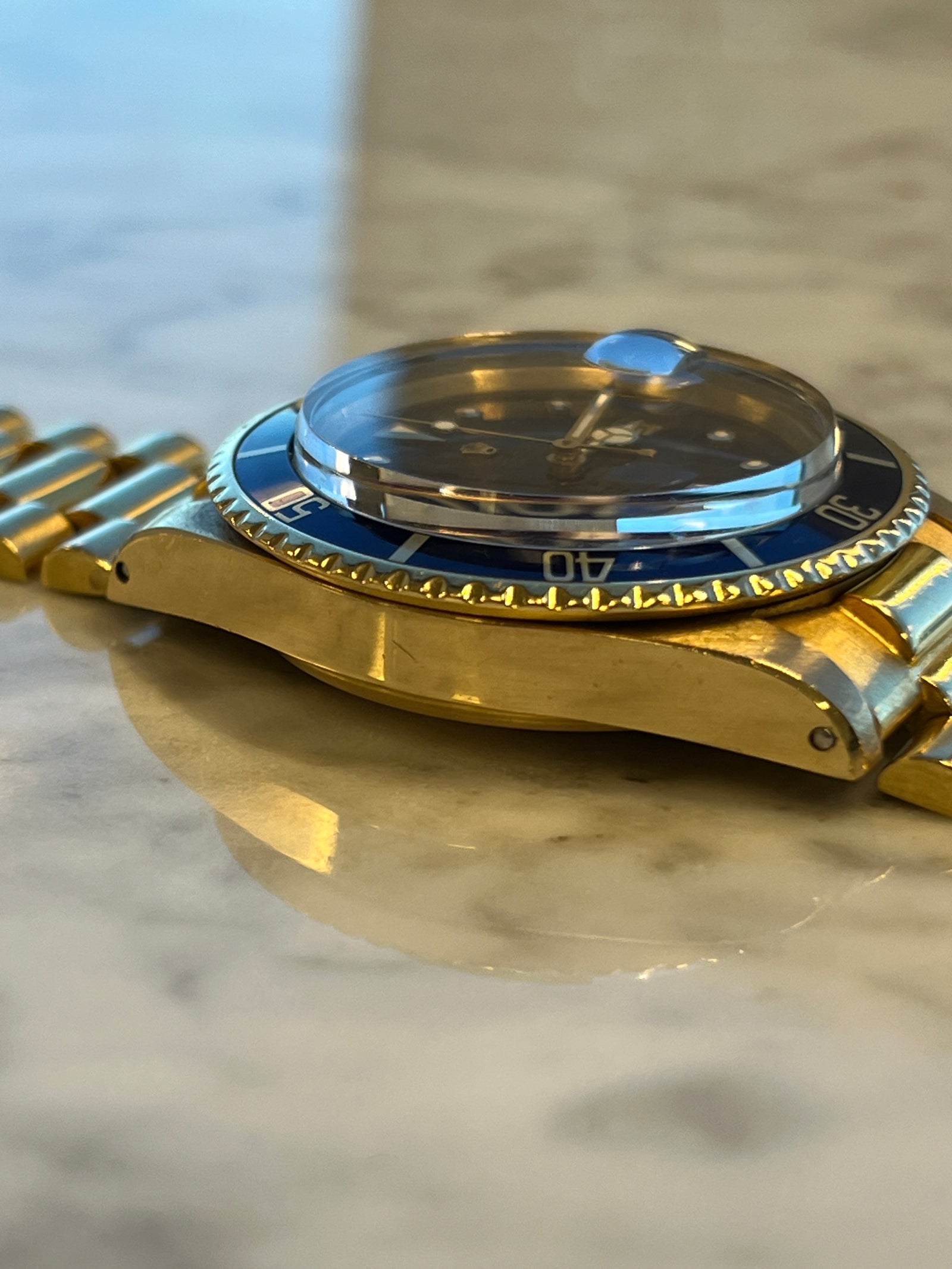 Rolex Pre-owned Yellow Gold Submariner Blue Nipple Dial 1680