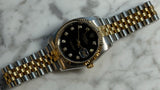 Rolex - Pre-owned Two Tone Yellow Gold Datejust 36 Black Diamond Dial Jubilee Bracelet 116233