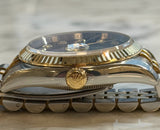 Rolex - Pre-owned Two Tone Yellow Gold Datejust 36 Black Diamond Dial Jubilee Bracelet 116233