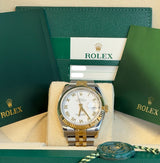 Rolex - Pre-owned Two Tone Yellow Gold Datejust 36 White Roman Dial Jubilee Bracelet 116233