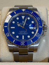 Rolex - Pre-owned White Gold Submariner "Smurf" 116619LB with STICKERS
