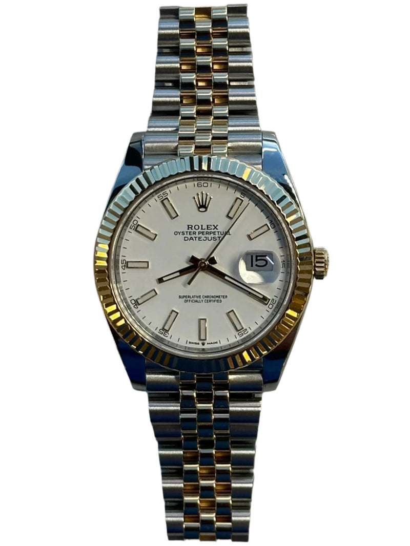Rolex Pre-owned Two Tone Yellow Gold Datejust 41mm White Index