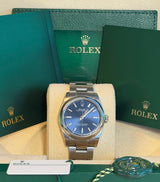 Rolex - Pre-owned Stainless Steel Oyster Perpetual 34 Blue Dial 124200