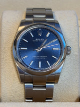 Rolex - Pre-owned Stainless Steel Oyster Perpetual 34 Blue Dial 124200