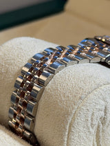 Rolex - Pre-owned Two Tone Rose Gold Lady-Datejust 28mm Chocolate Index Dial Diamond Bezel Jubilee Bracelet 279381RBR