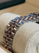 Rolex - Pre-owned Two Tone Rose Gold Lady-Datejust 28mm Chocolate Index Dial Diamond Bezel Jubilee Bracelet 279381RBR
