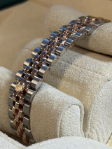 Rolex - Pre-owned Two Tone Rose Gold Lady-Datejust 28mm Chocolate Index Dial Diamond Bezel Jubilee Bracelet 279381RBR