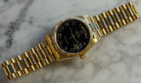 Rolex - Pre-owned Yellow Gold Day-Date 36 Single Quick Black Pyramid Dial Arabic Day and Date Wheel 18038