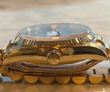 Rolex - Pre-owned Yellow Gold Day-Date 36 Single Quick Black Pyramid Dial Arabic Day and Date Wheel 18038
