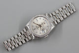 Rolex - Pre-owned Platinum Day-Date 36 Silver Diamond Dial Diamond Bezel 18346