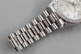 Rolex - Pre-owned Platinum Day-Date 36 Silver Diamond Dial Diamond Bezel 18346