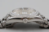Rolex - Pre-owned Platinum Day-Date 36 Silver Diamond Dial Diamond Bezel 18346