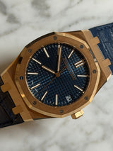 Audemars Piguet - Pre-owned Rose Gold Royal Oak Blue Dial 15510OR