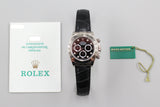 Rolex - Pre-owned White Gold Daytona Black Diamond Dial Leather Strap 116519