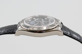 Rolex - Pre-owned White Gold Daytona Black Diamond Dial Leather Strap 116519