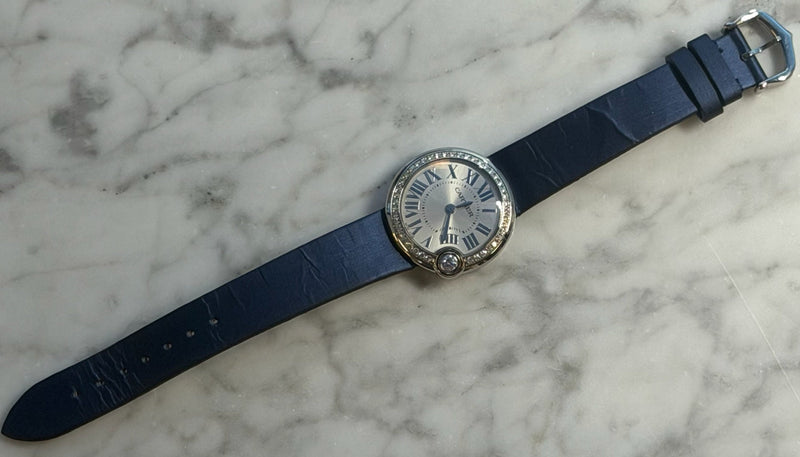 Cartier - Pre-owned Stainless Steel Ballon Blanc 30mm White Dial Diamond Bezel W4BL0003