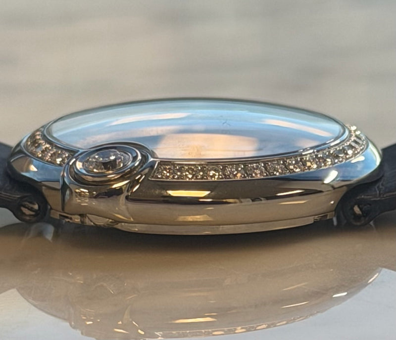 Cartier - Pre-owned Stainless Steel Ballon Blanc 30mm White Dial Diamond Bezel W4BL0003