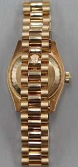 Rolex - Pre-owned Yellow Gold Lady-Datejust 26mm Champagne Dial Diamond Bezel 179158