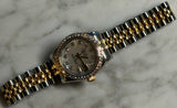 Rolex - Pre-owned Two Tone Yellow Gold Lady-Datejust 28mm Mother of Pearl (MOP) Diamond Dial Diamond Bezel Jubilee Bracelet 179383