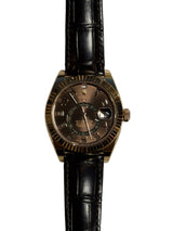 Rolex - Pre-owned Sky-Dweller Chocolate Arabic Dial Leather Strap 326135