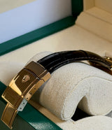 Rolex - Pre-owned Sky-Dweller Chocolate Arabic Dial Leather Strap 326135