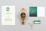 Rolex - Pre-owned Yellow Gold Day-Date 36 Single Quickset Brown Vignette Diamond Dial Hebrew Day Wheel 18038