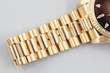 Rolex - Pre-owned Yellow Gold Day-Date 36 Single Quickset Brown Vignette Diamond Dial Hebrew Day Wheel 18038