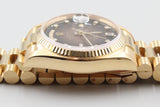 Rolex - Pre-owned Yellow Gold Day-Date 36 Single Quickset Brown Vignette Diamond Dial Hebrew Day Wheel 18038