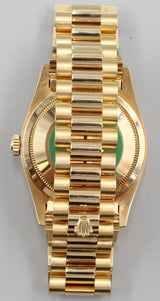 Rolex - Pre-owned Yellow Gold Day-Date 36 double quickset White Opal Diamond 6 9 Dial Arabic Day and Date Wheel