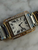 Cartier - Pre-owned Two Tone Rose Gold Tank Anglaise Cartier 26 x 34mm W3TA0003