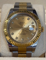 Rolex - Pre-owned Datejust 41 Champagne Diamond Dial Oyster Bracelet 116333