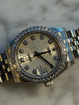 Rolex - Pre-owned Datejust 31 Silver Rolex Motif Diamond Dial Diamond Bezel Jubilee Bracelet 178384