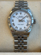 Rolex - Pre-owned Stainless Steel Lady-Datejust 28mm White Roman Dial 279174