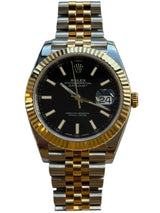 Rolex - Pre-owned Two Tone Yellow Gold Datejust 41 Black Index Dial Jubilee Bracelet 126333