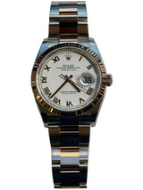 Rolex - Unworn Two Tone Rose Gold Datejust 36 White Roman Dial Oyster Bracelet 126231