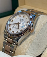 Rolex - Unworn Two Tone Rose Gold Datejust 36 White Roman Dial Oyster Bracelet 126231