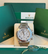 Rolex - Pre-owned White Gold Daytona Blue Roman Diamond Pave Dial 116509